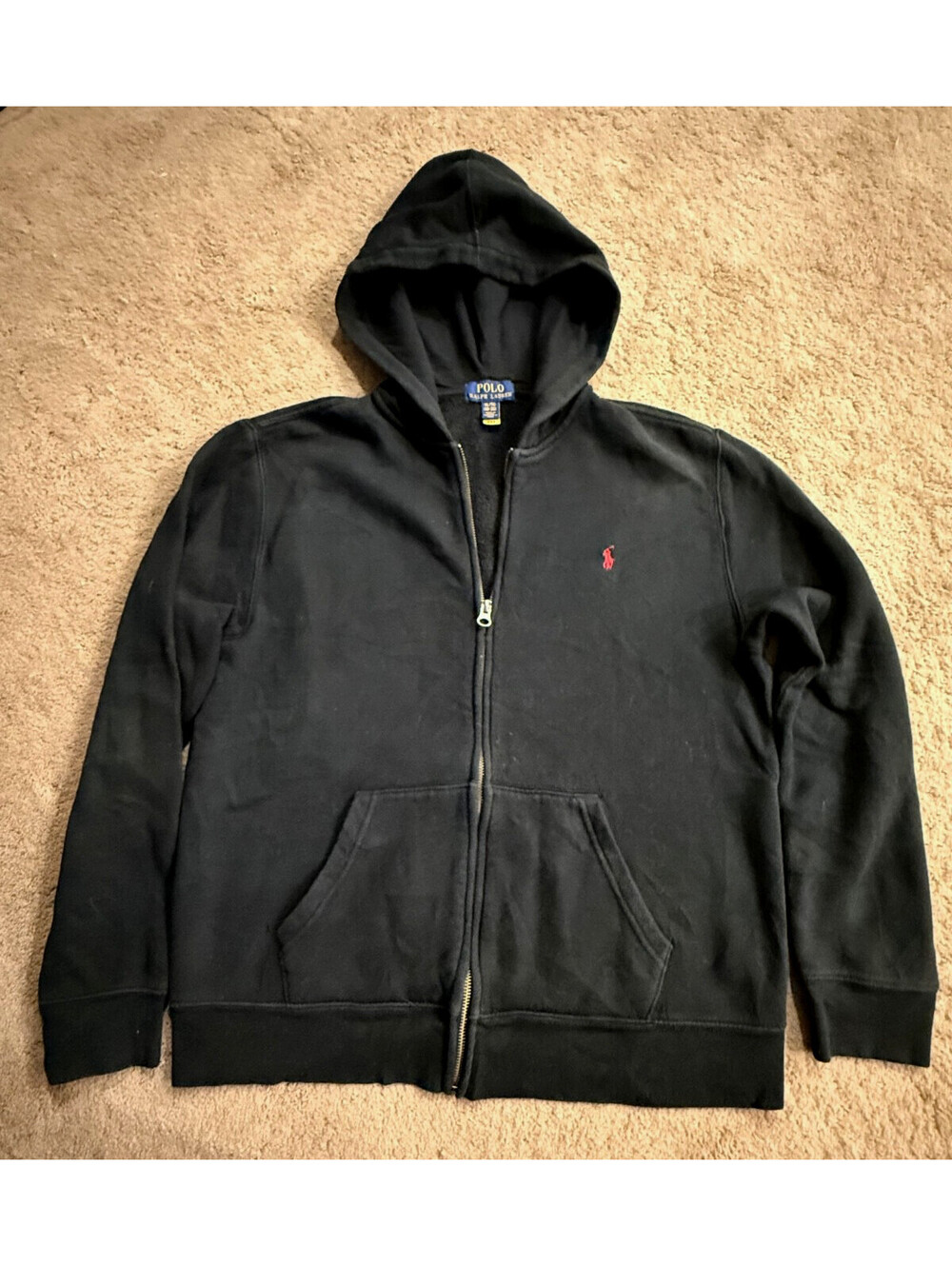Polo Ralph Lauren Hoodie Boys XL Black Fleece Logo Sweatshirt